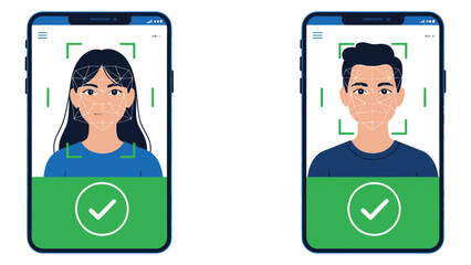 Face Identification Icon &ndash; Face Scanning, Biometric Verification, Facial Recognition, Identity Detection on Mobile.eps