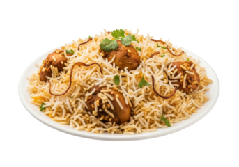 fragrant spiced kofta biryani on white plate