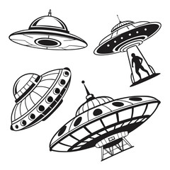 Collection of vintage ufo illustrations © leptop