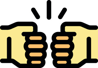 Fototapeta premium Two hands bumping their fists together in a celebratory gesture, symbolizing teamwork and achievement