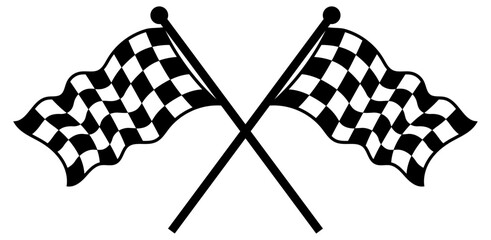 Double crossed checkered racing flag, start and finish checkered flag. Eps Vector 