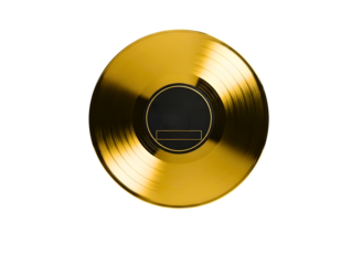 Gold shiny coin with black center on transparent background