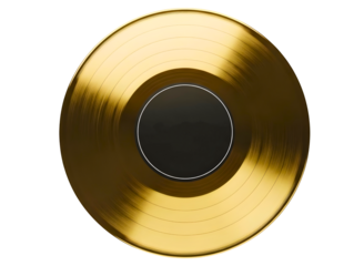 Golden award disc isolated on transparent background