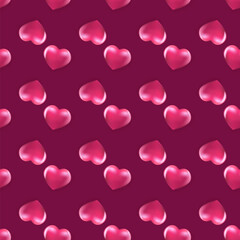 Valentines day square banner background. 14 February backdrop. vector hearts seamless pattern background with red layout. Beautiful cute wrapping paper design template with seamless red hearts.