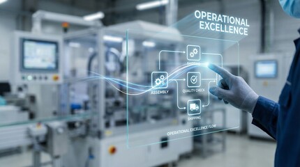 innovation driven efficiency model concept. Innovative technology in a modern manufacturing environment.