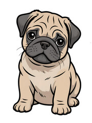 Obraz premium Cute Pug Puppy Cartoon Dog Illustration for Pet Adoption and Dog Lover Gifts