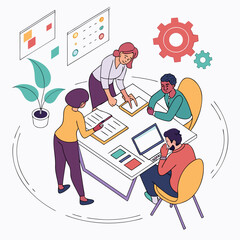 Team collaboration in a creative office environment