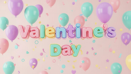 Colorful Balloon Decoration Celebration for Valentine Day Romance and Love