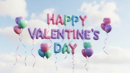 Colorful Heart Shaped Balloons Celebrating Valentine Day Outdoors