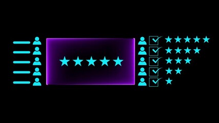 glowing neon Customer service and Satisfaction concept ,Business people are glow the virtual screen on the happy Smiley face icon to give satisfaction in service. rating very impressed.
