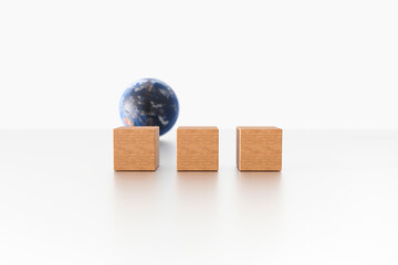 wood cube in the white background