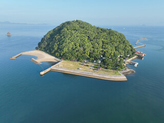 愛媛県松山市　早朝の鹿島の風景