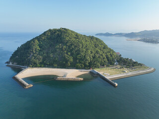愛媛県松山市　早朝の鹿島の風景