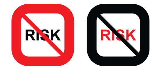 No Risk icon. Zero Risk Icon Red and Black. vector illustration.