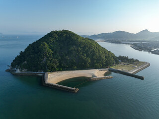 愛媛県松山市　早朝の鹿島の風景