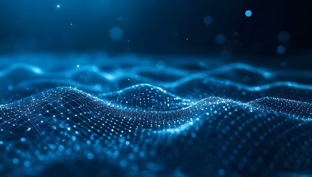 Abstract digital wave pattern in blue tones - Powered by Adobe