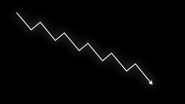 business graph rising down arrow icon isolated. increasing arrow animation icon arrow down trend concept.