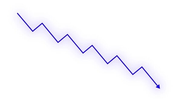 business graph rising down arrow icon isolated. increasing arrow animation icon arrow down trend concept.