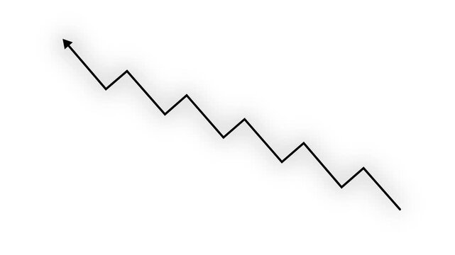 business graph rising down arrow icon isolated. increasing arrow animation icon arrow down trend concept.