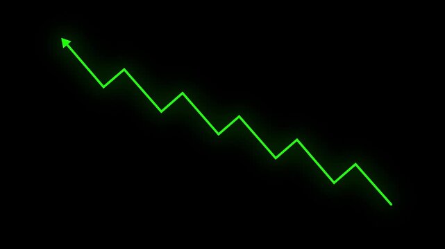 business graph rising down arrow icon isolated. increasing arrow animation icon arrow down trend concept.