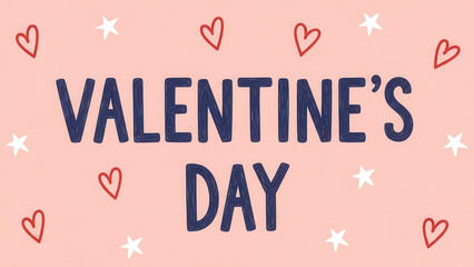 Handwritten Valentine Day Message with Hearts and Stars Decoration