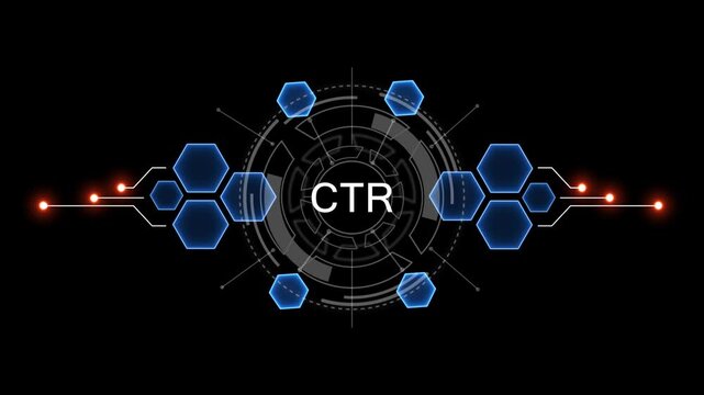 Internet, business, Technology and network concept. CTR Software concept as an innovation. Virtual button on black background. 4k video