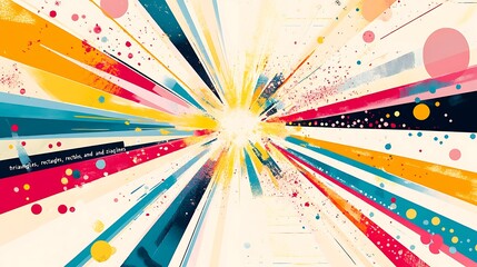 This image shows a vibrant explosion of colorful lines and shapes radiating from a bright central point