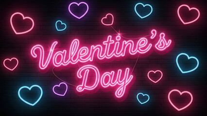 Neon Heart Sign Glowing for Valentine Day Celebration Display