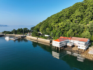 愛媛県松山市　早朝の鹿島の風景