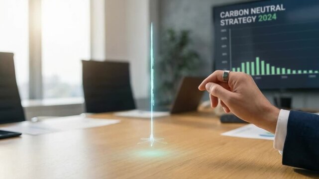 innovation driven efficiency model concept. Digital representation of a tree symbolizing carbon neutrality strategy.