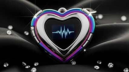 Smartwatch Displaying Heartbeat Monitor for Valentine Day Gift Idea