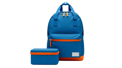 Naklejka premium Blue travel backpack with pouch