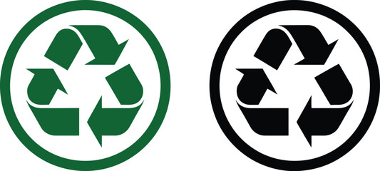Obraz premium Green and black universal recycling symbols promoting environmental conservation