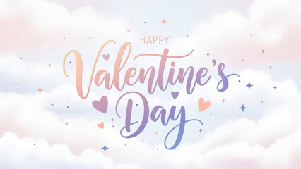 Handwritten Valentine Day Greeting Card with Hearts and Stars Background