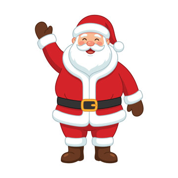 Cartoon Santa Claus Waving Hello.
