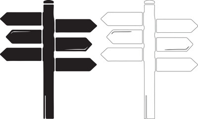 Black and white directional signs