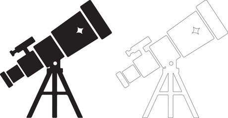 Telescope and astronomical instrument vector illustrations