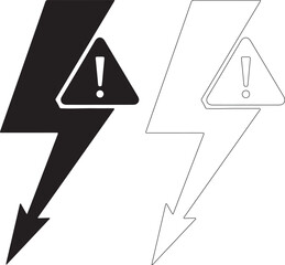 Warning signs with exclamation marks on lightning bolts