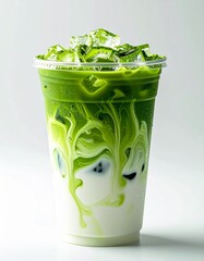 Iced Layered Matcha Latte Drink
