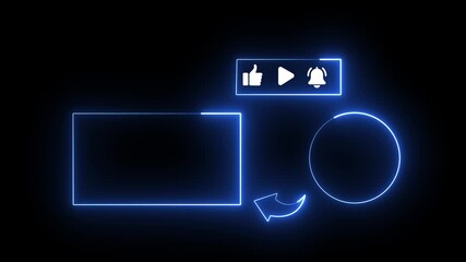 Neon end screen. Subscribe button and outro end screen outro card for gaming and video channel subscribe my channel. HD Video motion graphic a