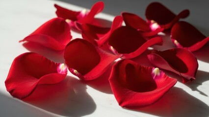 Red paper heart cutouts arranged for Valentine day decoration