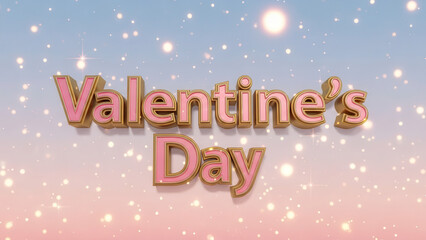 Gold Pink Valentine Day Lettering Celebration with Sparkling Background for Holiday Greeting