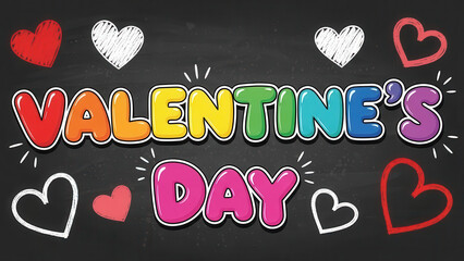 Colorful Chalk Drawing Celebration Background for Valentine Day Romance