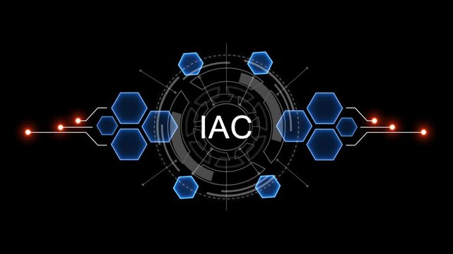 Internet, business, Technology and network concept. IAC Software concept as an innovation. Virtual button on black background. 4k video