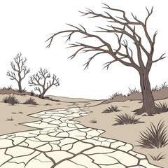 Dried tree in arid landscape © Mamun