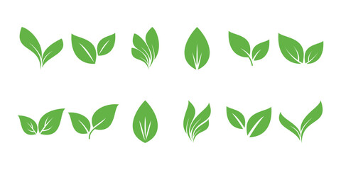 Green leaf logo icon for environment and nature