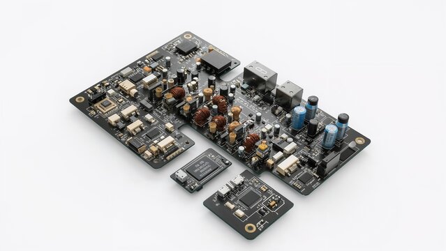 Exploded View of Printed Circuit Board with Electronic Components