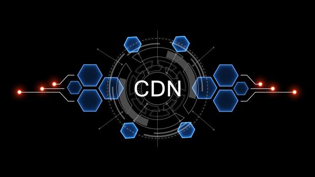 Internet, business, Technology and network concept. CDN Software concept as an innovation. Virtual button on black background. 4k video