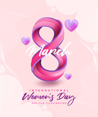 Happy Women's Day March 8 banner poster template