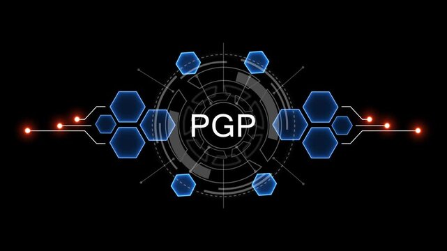 Internet, business, Technology and network concept. PGP Software concept as an innovation. Virtual button on black background. 4k video